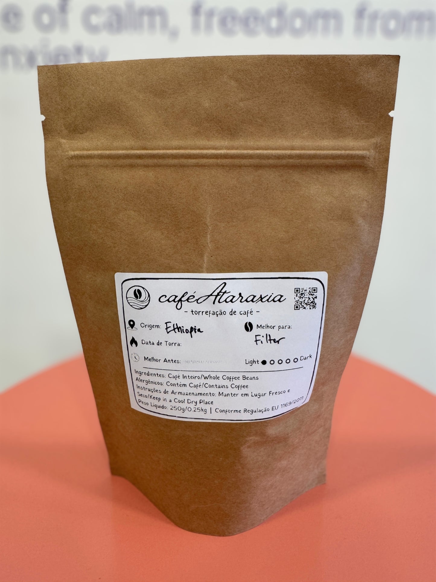 cafeAtaraxia Ethiopira specialty coffee, at cafeAtaraxia in Parede, Portugal. Freshly roasted small batch coffee beans by the beach.